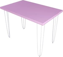 Стол кухонный Solarius Loft со столешницей розового цвета из массива сосны 40 мм на белых металлических ножках-шпильках, 120x70x75 см 710-10181