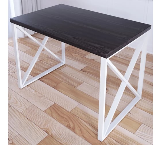 Стол кухонный Solarius Loft со столешницей цвета венге из массива сосны 40 мм и белыми металлическими крестообразными ножками, 90x70x75 см 702-10335 1