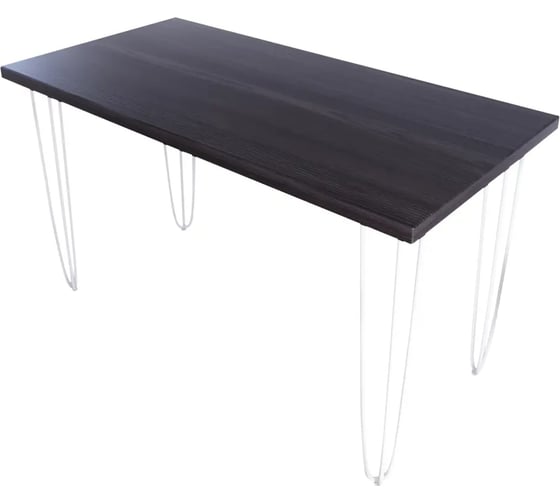 Стол кухонный Solarius Loft со столешницей цвета венге из массива сосны 40 мм и белыми металлическими ножками-шпильками, 130x60x75 см 710-10059 1