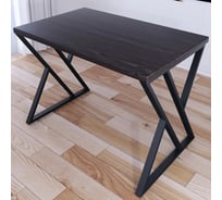 Стол кухонный Solarius Loft со столешницей цвета венге из массива сосны 40 мм и черными металлическими Z-образными ножками, 130x60x75 см 703-10078