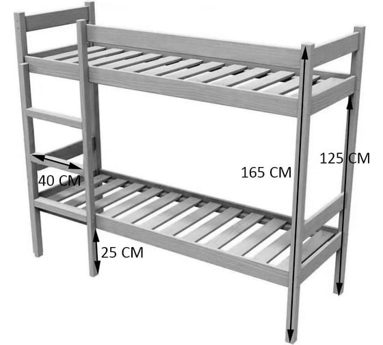 Двухъярусная кровать Solarius из массива сосны 200x90 см (габариты 210x100), цвет антрацит dvuh90200ser