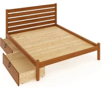 Кровать двуспальная Solarius Классика из массива сосны, со сплошным основанием и высокой спинкой, 180x190 см, с двумя выкатными ящиками, цвет ольхи klas-spin180olha-190-full-2yash