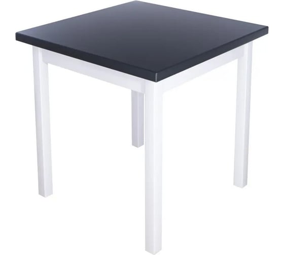 Стол кухонный Solarius Классика с квадратной столешницей цвета антрацит из массива сосны 40 мм и белыми ножками, 80x80x75 см 600-10258 1