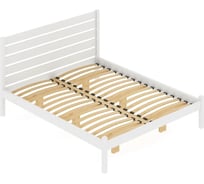 Двуспальная кровать Solarius Классика из массива сосны с высокой спинкой и ортопедическим основанием, 190x140 см (габариты 200x150), цвет белый klasorto-spin140bel-190