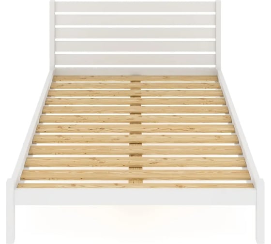 Двуспальная кровать Solarius Классика из массива сосны с высокой спинкой и реечным основанием, 190x180 см (габариты 200x190), цвет белый klas-spin180bel-190 1