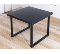 Стол журнальный квадратный Solarius Loft со столешницей цвета антрацит из массива сосны 40 мм и черными металлическими ножками, 80x80x50 см 701-10054