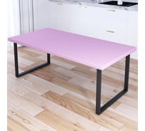 Стол журнальный Solarius Loft со столешницей розового цвета из массива сосны 40 мм и черными металлическими ножками, 130x70x50 см 701-10142