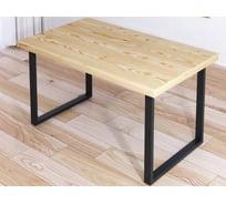 Стол журнальный Solarius Loft со столешницей из массива сосны 40 мм и черными металлическими ножками, 110x60x50 см 701-10038