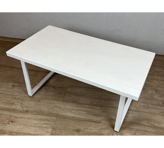 Стол журнальный Solarius белый лофт, из массива сосны 40 мм, 120x80x50 см, на белых ножках 701-10008