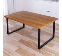 Стол журнальный Solarius Loft со столешницей цвета ольхи из массива сосны 40 мм и черными металлическими ножками, 80x70x50 см 701-10297