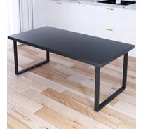 Стол журнальный Solarius Loft со столешницей цвета антрацит из массива сосны 40 мм и черный металлическими ножками, 140x60x50 см 701-10170