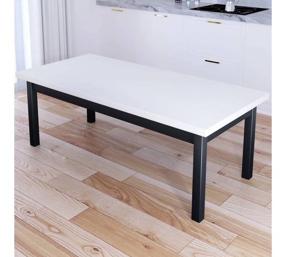 Стол журнальный Solarius Классика из массива сосны, белая столешница 40 мм и ножки цвета антрацит, 140x70x46 см 601-10229 1