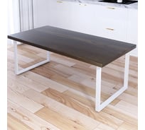 Стол журнальный Solarius Loft со столешницей цвета темного дуба из массива сосны 40 мм и белыми металлическими ножками, 140x80x50 см 701-10211