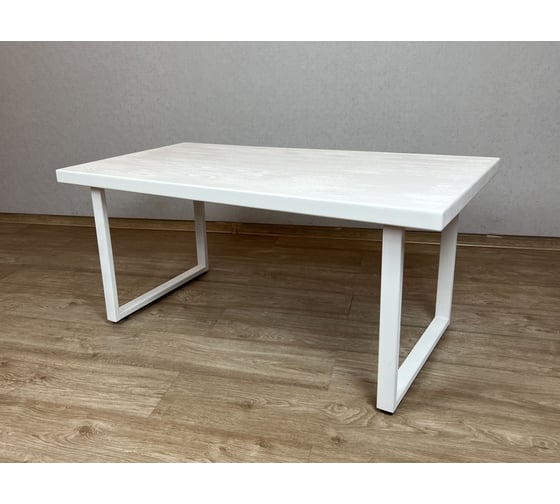 Стол журнальный Solarius белый лофт, из массива сосны 40 мм, 120x60x50 см, на белых ножках 701-10007
