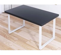 Стол журнальный Solarius Loft со столешницей цвета антрацит из массива сосны 40 мм и белыми металлическими ножками, 120x80x50 см 701-10051