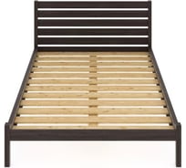 Двуспальная кровать Solarius Классика из массива сосны с высокой спинкой и реечным основанием, 200x150 см (габариты 210x160), цвет венге klas-spin150ven