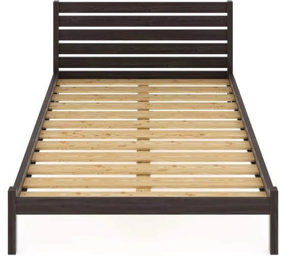 Двуспальная кровать Solarius Классика из массива сосны с высокой спинкой и реечным основанием, 200x150 см (габариты 210x160), цвет венге klas-spin150ven 1