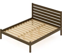 Двуспальная кровать Solarius Классика из массива сосны с высокой спинкой и реечным основанием, 200x150 см (габариты 210x160), цвет темного дуба klas-spin150temd