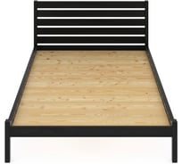 Двуспальная кровать Solarius Классика из массива сосны с высокой спинкой и сплошным основанием, 190x140 см (габариты 200x150), цвет черный оникс klas-spin140onix-190-full