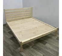 Двуспальная кровать Solarius Классика из массива сосны с высокой спинкой и сплошным основанием, 190x180 см (габариты 200x190), без шлифовки и покраски klas-spin180net-190-full