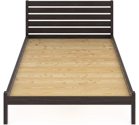 Двуспальная кровать Solarius Классика из массива сосны с высокой спинкой и сплошным основанием, 200x140 см (габариты 210x150), цвет венге klas-spin140ven-full 1