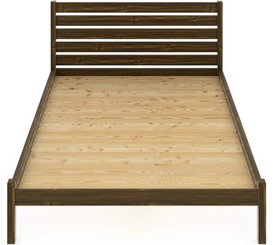 Двуспальная кровать Solarius Классика из массива сосны с высокой спинкой и сплошным основанием, 200x140 см (габариты 210x150), цвет темного дуба klas-spin140temd-full 1