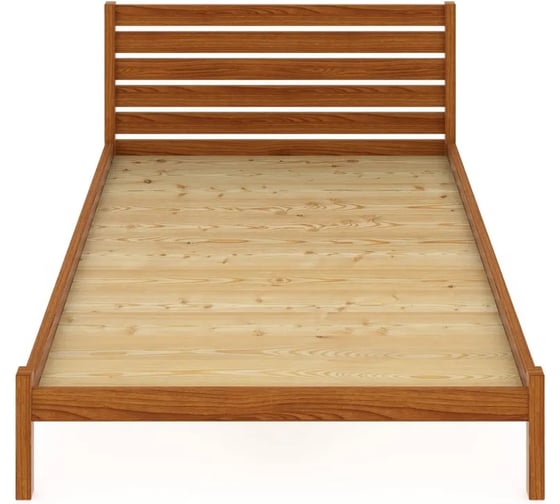 Двуспальная кровать Solarius Классика из массива сосны с высокой спинкой и сплошным основанием, 200x150 см (габариты 210x160), цвет ольхи klas-spin150olha-full 1