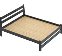 Кровать двуспальная Solarius Мишка усиленная, из массива сосны, со сплошным основанием, 190x180 см, габариты 200x190, цвет антрацит 180mser-190-full