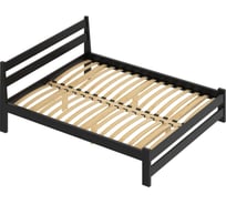 Кровать двуспальная Solarius Мишка усиленная, из массива сосны, с ортопедическим основанием, 190x120 см, габариты 200x130, цвет черного оникса 410-10035-190