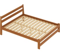 Кровать двуспальная Solarius Мишка усиленная, из массива сосны, с реечным основанием, 200x180 см, габариты 210x190, цвет ольхи 180molha