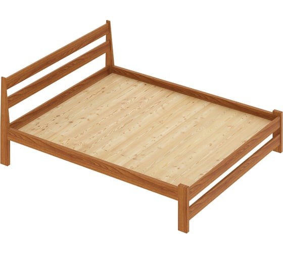 Кровать двуспальная Solarius Мишка усиленная, из массива сосны, со сплошным основанием, 200x150 см, габариты 210x160, цвет ольхи 150molha-full 1