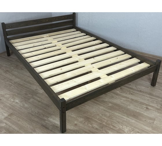 Кровать Solarius Классика лакированная из массива сосны, с основанием, двуспальная 190x160 см, цвет венге, габариты 200x170 160klven-190 1