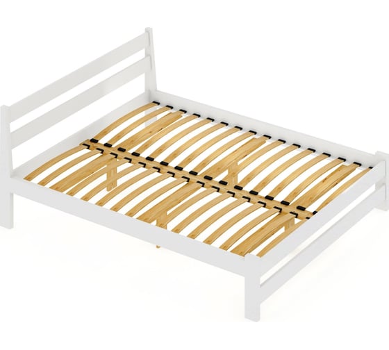 Кровать двуспальная Solarius Мишка усиленная, из массива сосны, с ортопедическим основанием, 190x160 см, габариты 200x170, цвет белый 410-10025-190 1