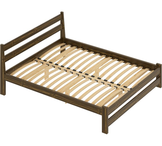 Кровать двуспальная Solarius Мишка усиленная, из массива сосны, с ортопедическим основанием, 200x180 см, габариты 210x190, цвет темного дуба 410-10046 1