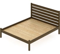 Двуспальная кровать Solarius Классика из массива сосны с высокой спинкой и сплошным основанием, 200x180 см (габариты 210x190), цвет темного дуба klas-spin180temd-full