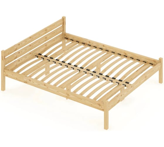 Двуспальная кровать Solarius Классика из массива сосны с ортопедическим основанием, 190x160 см (габариты 200x170), без покрытия 401-10053-190 1