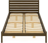 Двуспальная кровать Solarius Классика из массива сосны с высокой спинкой и ортопедическим основанием, 200x180 см (габариты 210x190), цвет темного дуба klasorto-spin180temd