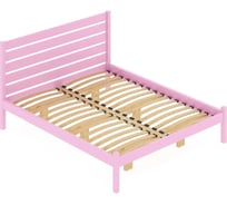 Двуспальная кровать Solarius Классика из массива сосны с высокой спинкой и ортопедическим основанием, 200x120 см (габариты 210x130), цвет розовый klasorto-spin120roz