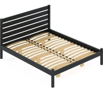 Двуспальная кровать Solarius Классика из массива сосны с высокой спинкой и ортопедическим основанием, 190x160 см (габариты 200x170), цвет антрацит klasorto-spin160ser-190