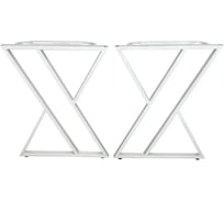 Ножки для стола Solarius в стиле Loft Z-образные, опоры для стола лофт 58,5x71 см, подстолья металлические регулируемые прочные, порошковая покраска, белого цвета, 2 шт. nogaX60white-2