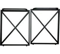 Ножки для стола Solarius в стиле Loft крестообразные, опоры для стола лофт 58,5x71 см, подстолья металлические регулируемые прочные, порошковая покраска, черного цвета, 2 шт. PARAnogkrest60black