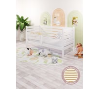 Кровать односпальная подростковая Solarius из массива сосны с ортопедическим основанием и высокими бортиками, 80x180 см (габариты 90x190), цвет белый det-spin80-180bel-orto