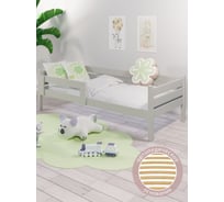 Кровать односпальная подростковая Solarius из массива сосны с ортопедическим основанием, 160x80 см (габариты 170x90), цвет платины det80-160plat-orto