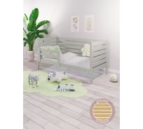 Кровать односпальная подростковая Solarius из массива сосны с реечным основанием и высокими бортиками, 80x200 см (габариты 90x210), цвет платины det-spin80-200plat