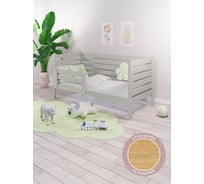 Кровать односпальная подростковая Solarius из массива сосны со сплошным основанием и высокими бортиками, 80x180 см (габариты 90x190), цвет платины det-spin80-180plat-full