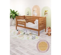 Кровать односпальная подростковая Solarius из массива сосны со сплошным основанием и высокими бортиками, 80x180 см (габариты 90x190), цвет ольхи det-spin80-180olha-full