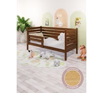 Кровать односпальная подростковая Solarius из массива сосны со сплошным основанием и высокими бортиками, 80x180 см (габариты 90x190), цвет темного дуба det-spin80-180temd-full