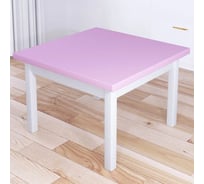 Стол журнальный квадратный Solarius Классика с розовой столешницей из массива сосны 40 мм и белыми ножками, 80x80x46 см 601-10143