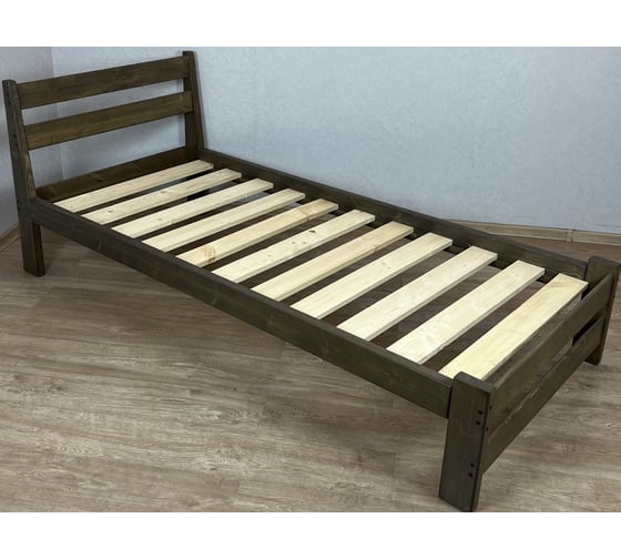 Кровать Solarius Мишка лакированная, усиленная, из массива сосны, с основанием 190x90см, цвет венге, габариты 200x100 90mven-190 1