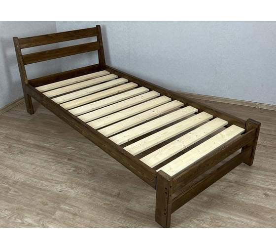 Кровать Solarius Мишка усиленная, лакированная, из массива сосны, с основанием 200x90 см, цвет темный дуб, габариты 210x100 90mtemd 1